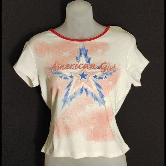 WHITE T SHIRT W/"AMERICAN GIRL" ON FRONT - Picture 1 of 4